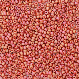 Miyuki seed beads 15/0 Opaque Glazed Frosted Rainbow Cardinal Red 15-4695