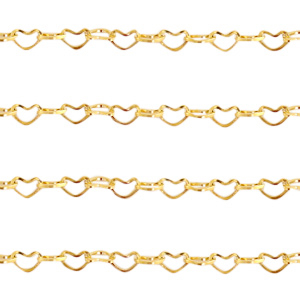 Stainless Steel findings belcher chain heart links Gold