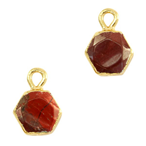 Natural stone charms Granite hexagon Terracotta Brown-Gold