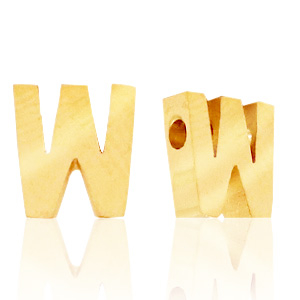 Stainless steel beads letter W Gold