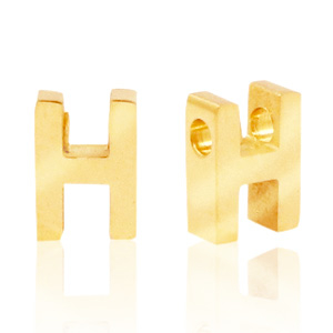 Stainless steel beads letter H Gold