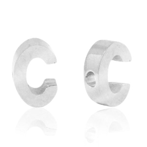 Stainless steel beads letter C Silver