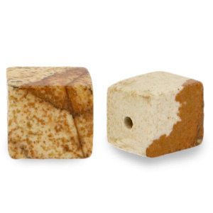 Natural stone beads Dalmatian Stone square 4mm Porcini Brown