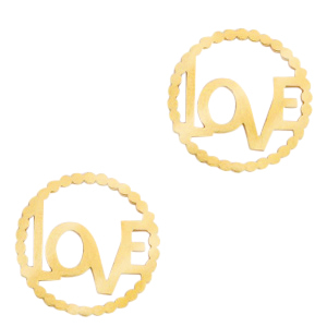 Stainless steel charms/connector "LOVE" Gold