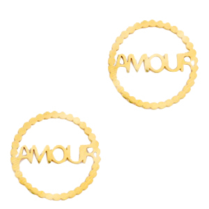 Stainless steel charms/connector "AMOUR" Gold