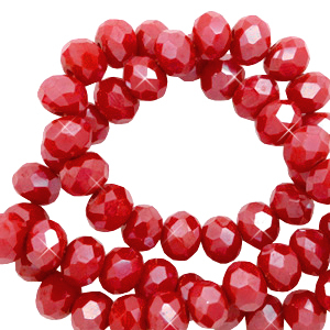 Top faceted beads 4x3mm disc Red Samba-Pearl Shine Coating