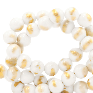 Natural stone beads Calcite 6mm White-Gold