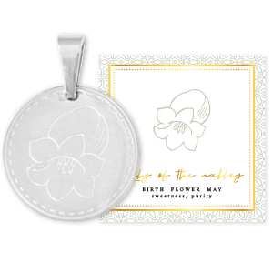 Stainless steel Mix & Match charms 15mm Birth flower May-Lily of the valley Silver