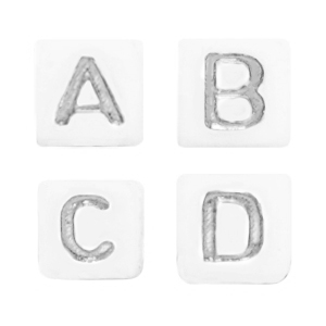 Acrylic letter beads mix White-Silver