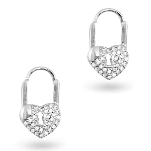 Zirconia earrings heart Silver
