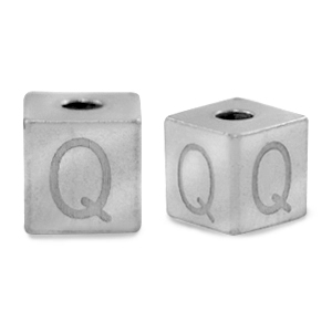 Stainless steel beads letter Q Silver