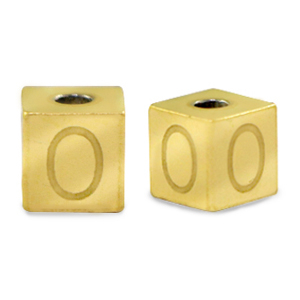 Stainless steel beads letter O Gold