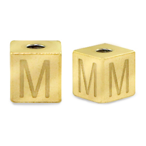 Stainless steel beads letter M Gold