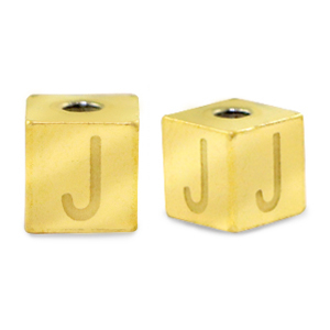 Stainless steel beads letter J Gold