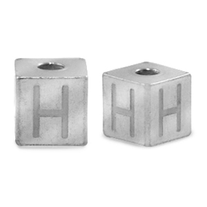 Stainless steel beads letter H Silver