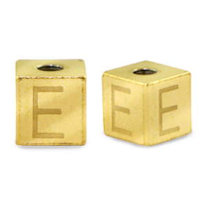 Stainless steel beads letter E Gold