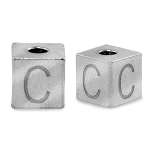 Stainless steel beads letter C Silver