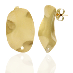 Stainless steel earrings/earpin oval with eye Gold