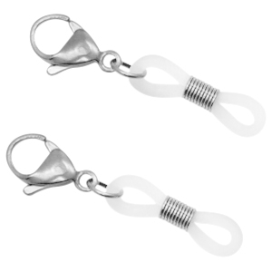 Stainless steel findings rubber loop ends with lobster clasp Silver-Transparent