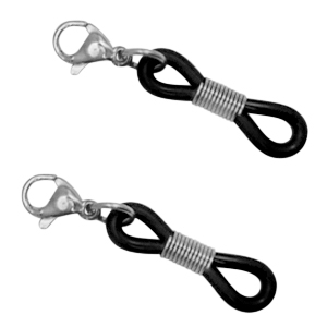 Stainless steel findings rubber loop ends with lobster clasp Silver-Black
