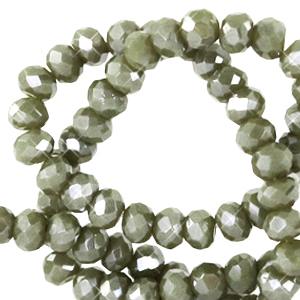 Top faceted beads 6x4mm disc Greenish Grey-Pearl Shine Coating