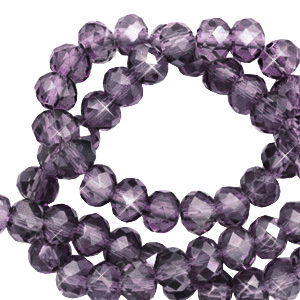 Top faceted beads 4x3mm disc Amethyst Purple-Pearl Shine Coating