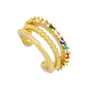 Zirconia rainbow ear cuff Gold