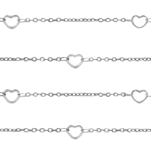 Stainless steel findings belcher chain hearts Silver