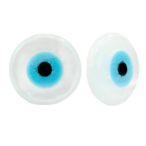 Shell beads disc Evil Eye White