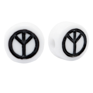 Acrylic letter beads peace White-Black