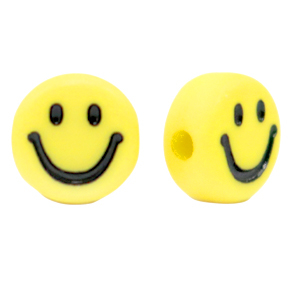 Acrylic letter beads smiley Yellow-Black