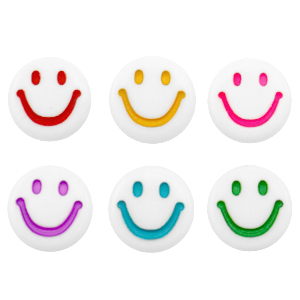 Acrylic letter beads smiley White-Multicolour