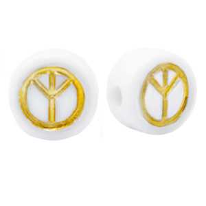 Acrylic letter beads peace White-Gold
