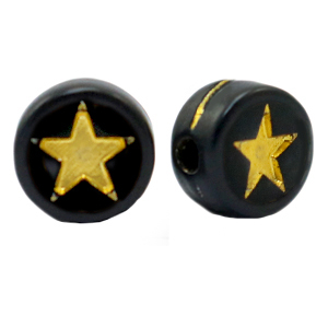 Acrylic letter beads star Black-Gold