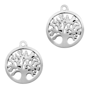 Stainless steel charms tree of life Silver