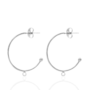 Stainless steel earrings/earpin creole with loop Silver
