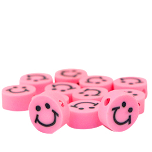 Polymer beads smiley Neon Pink