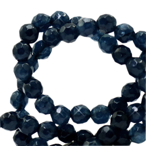 4 mm natural stone beads faceted Jade Dark Blue