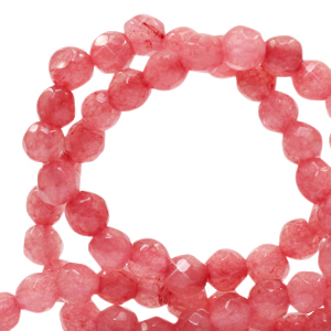 4 mm natural stone beads faceted Jade Coral Red