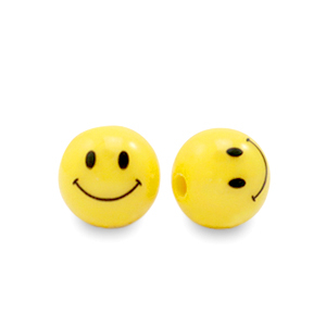8 mm acrylic beads smiley Yellow