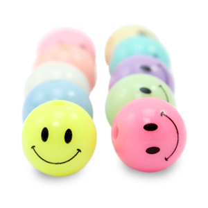 10 mm acrylic beads smiley Multicolour
