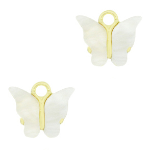 Resin pendants butterfly Gold-Off White