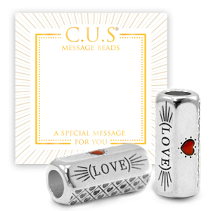 C.U.S&reg; jewellery message beads "love and life" & heart Antique Silver (nickel free)