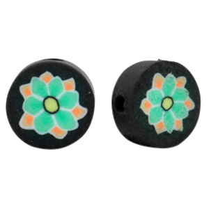 Polymer beads flower Black-Green