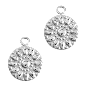 Stainless steel charms flower Silver