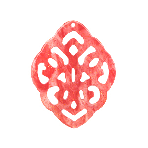 Resin pendants rhombus baroque Living coral pink