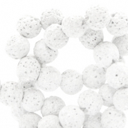 6 mm natural stone beads matt Lava White