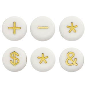 Acrylic letter beads symbol White-Gold