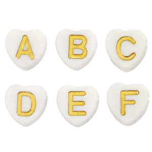 Acrylic letter beads heart White-Gold