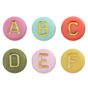 Acrylic letter beads Multicolour Vintage